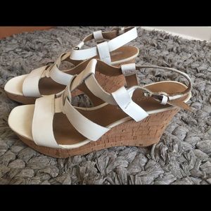 White leather/cork wedges- Size 8.5- Franco Sarto